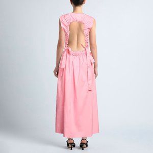 100% Cotton Pink long dress open back SOLOTRE